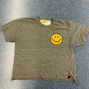 Aviator nation smiley cropped boyfriend tee L